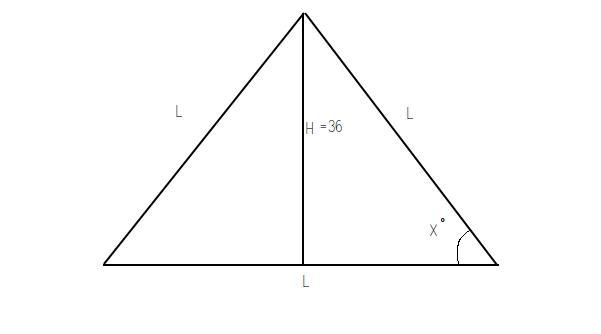 An equilateral triangle has an altitude length of 36 feet. Determine the length of-example-1