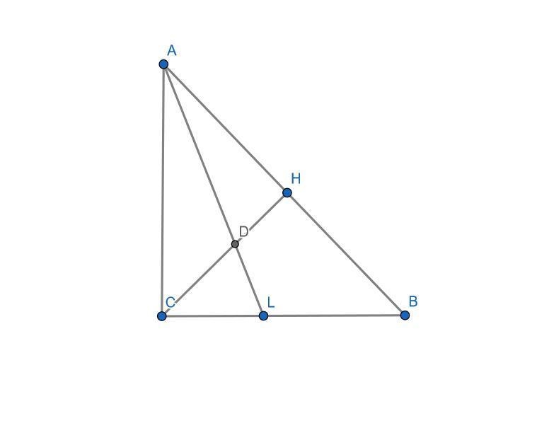 In right △ABC, the altitude CH to the hypotenuse AB intersects angle bisector AL in-example-1