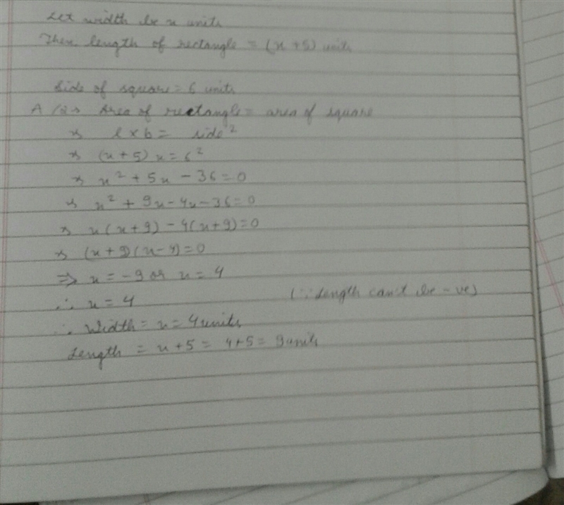 The length of a rectangle is 5 more than it’s width. The area of the rectangle equals-example-1