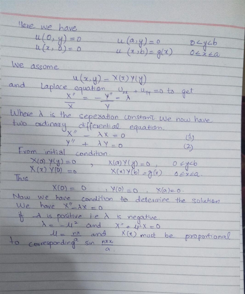 Find the solution u(x, y) of Laplace's equation in the rectangle 0 < x < a, 0 &lt-example-1