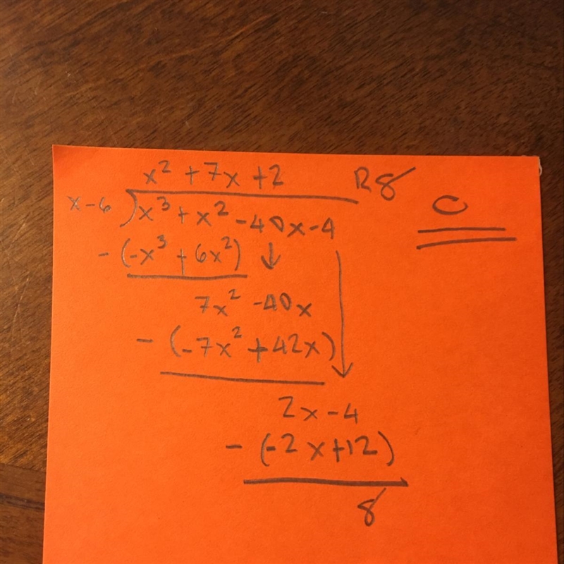 Use synthetic division to divide (x^ 3 + x^ 2 – 40x – 4) ÷ (x – 6)-example-1