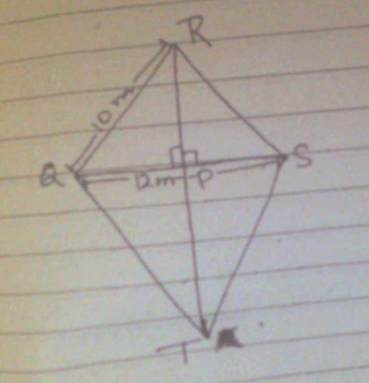 Sketch the following to help answer the question. Kite QRST has a short diagonal of-example-1