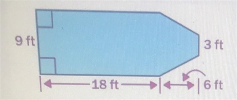 2. You plan to replace the carpeting in the room shown. What is the area of the room-example-1