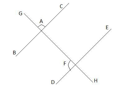 Given: BC || DE, and ∠GAC ≅ ∠AFD. Prove: Statement Reason 1. ∠GAC ≅ ∠AFD given 2. ∠GAC-example-1