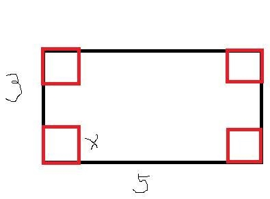 A box is formed by cutting square pieces out of the corner of a rectangular piece-example-1