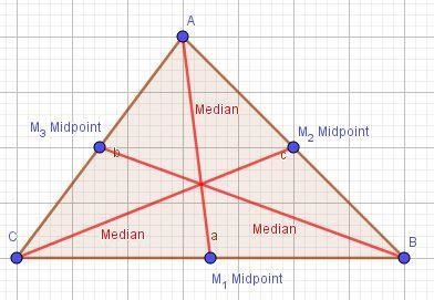 A segment that connects a vertex to the midpoint of the opposite side-example-1