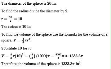 Identify the volume of the sphere in terms of π. HELP ASAP!!-example-1