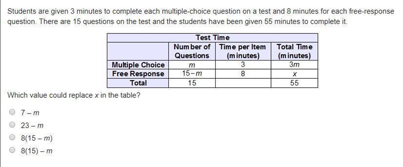 Students are given 3 minutes to complete each multiple-choice question on a test and-example-1