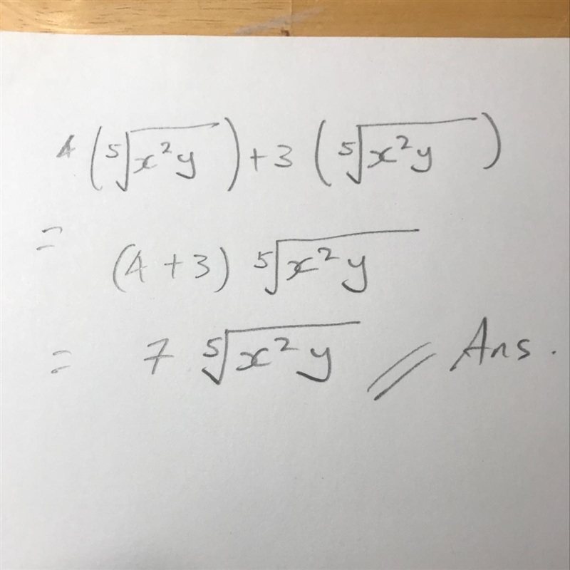 What is the following sum 4(5square x^2y)+3(5 square x^2y-example-1