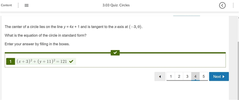 The center of a circle lies on the line y = 4x + 1 and is tangent to the x-axis at-example-1