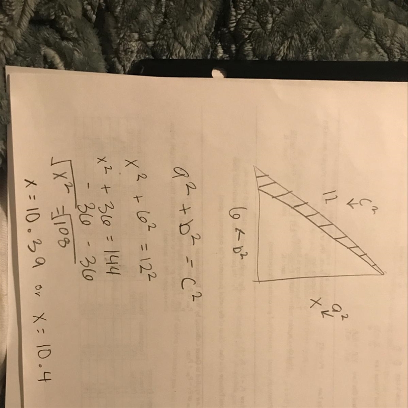 Word problem involving the pythagorean theorem a 12-ft ladder leans against the side-example-1