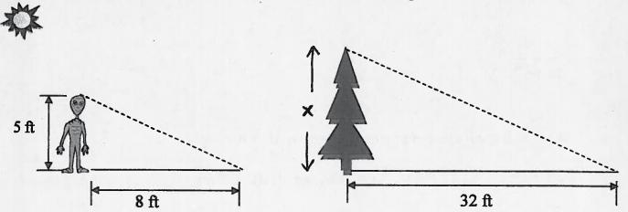 It's basically the whole problem Vince the Alien Is 5 feet Tall His Shadow is 8 feet-example-1