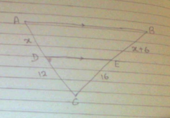 In the figure below, the segment is parallel to one side of the triangle. x= 1.5 18 24 15-example-1