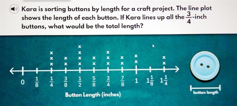 Kara is sorting buttons by length for a craft project.the line plot shows the length-example-1