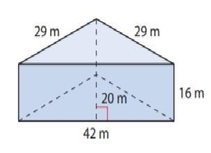 What Is The Surface Area Of this triangular prism? The Base Of Each Triangle 42m And-example-1