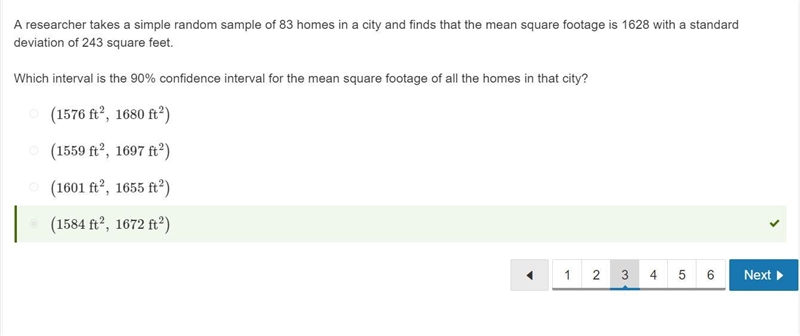 A researcher takes a simple random sample of 83 homes in a city and finds that the-example-1