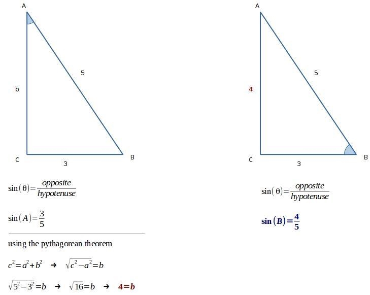 If in right triangle ABC with right angle C, sin A = 3/5 then what is the value of-example-1