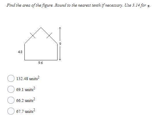 Find the area of the figure. Round to the nearest tenth if necessary. Use 3.14 for-example-1