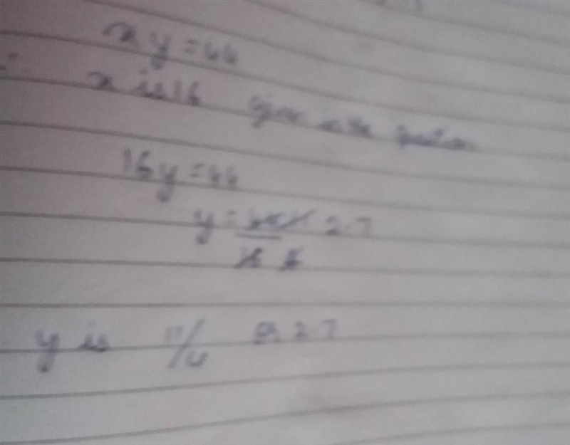 Y varies directly as x. y = 44 when x = 4. Find y when x = 16.-example-1