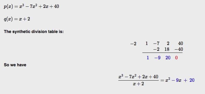 Factor completely x³ - 7x² + 2x + 40 given x = -2 is a root.-example-2