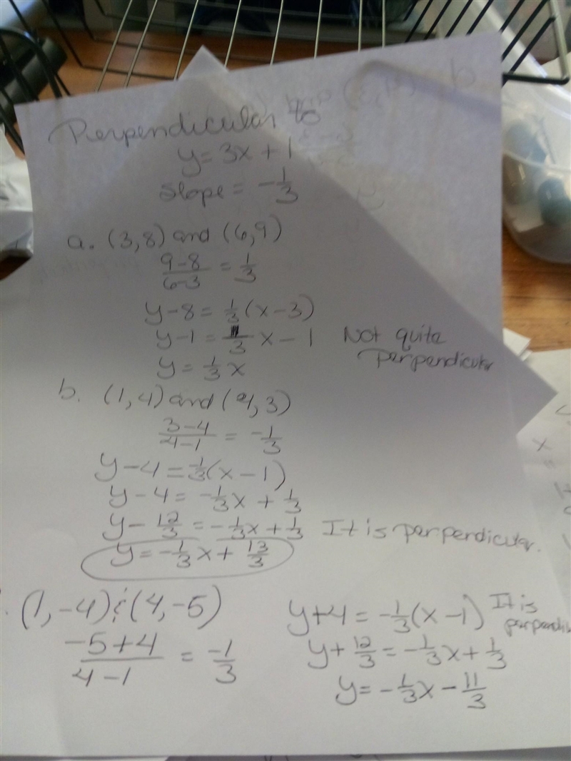 Help asap !! Select the following lines that would be perpendicular to y = 3x + 1. (Select-example-2