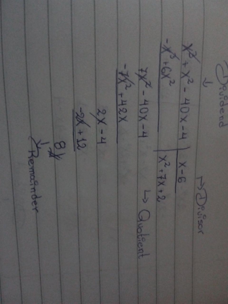 Use synthetic division to divide (x^ 3 + x^ 2 – 40x – 4) ÷ (x – 6)-example-1