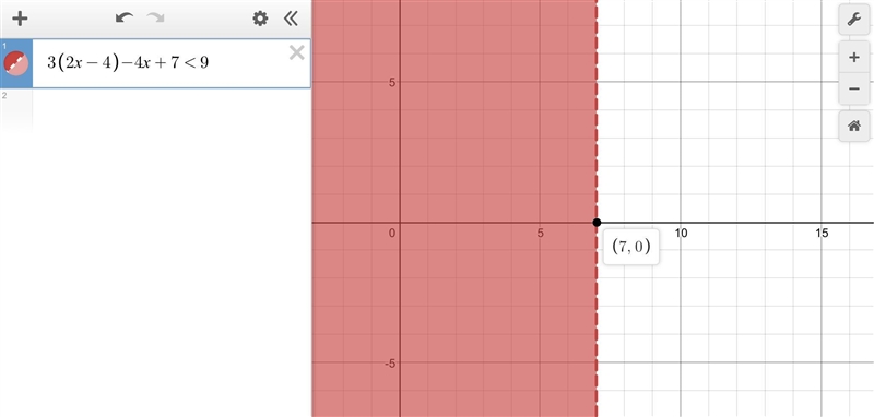 3(2x-4)- 4x+7<9 solve fr x-example-1