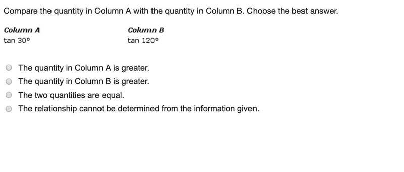 Compare the quantity in Column A with the quantity in Column B. Choose-example-1