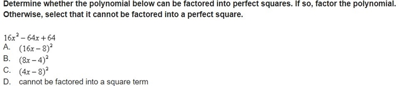 Determine whether the polynomial below can be factored into perfect squares. If so-example-1