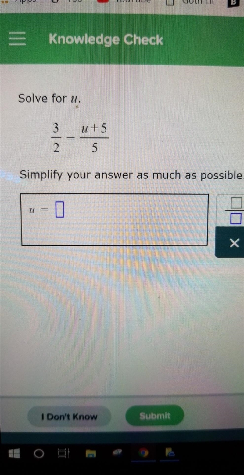 Solve for u. Simplify your answer as much as possible.-example-1