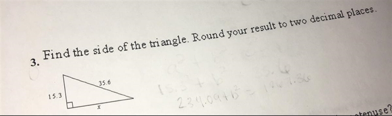 Find the side of the triangle. Round your result to two decimal places. Can someone-example-1