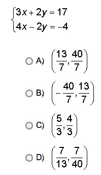 URGENT which of the following ordered pairs is a solution of the given system of linear-example-1