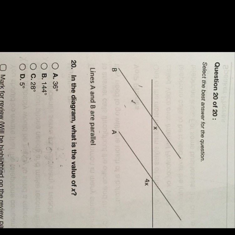 In the diagram, what is the value of x ?-example-1