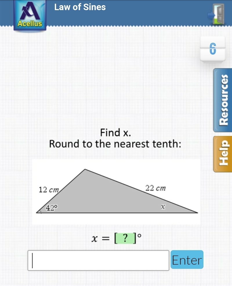 laws of sines!!!!! find X. Round the the nearest tenth!!!! please help!!!!! asap!!!! trigonometry-example-1