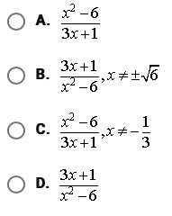 For f(x) = 4x +1 and g(x) = x^(2) - 6, find ((f)/(g))(x).-example-1