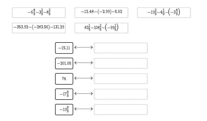 Drag the tiles to the correct boxes to complete the pairs. Match the subtraction expressions-example-1