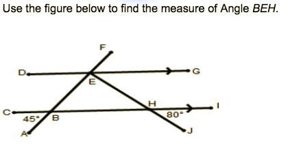 Use the figure below to find the Measure of Angle BEH Explain/Show how you got your-example-1