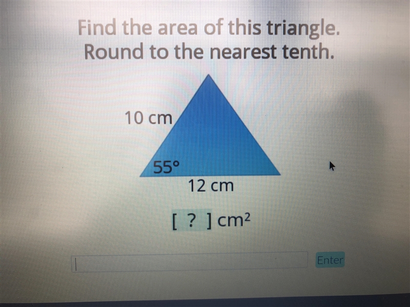 PLEASE HELP ME FIND THE AREA OF THIS TRIANGLE-example-1