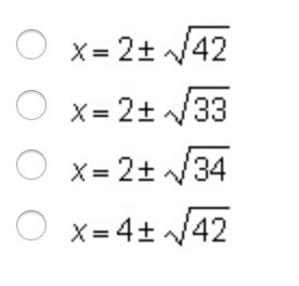 Solve for x in the equation x² - 4x - 9 = 29.-example-1