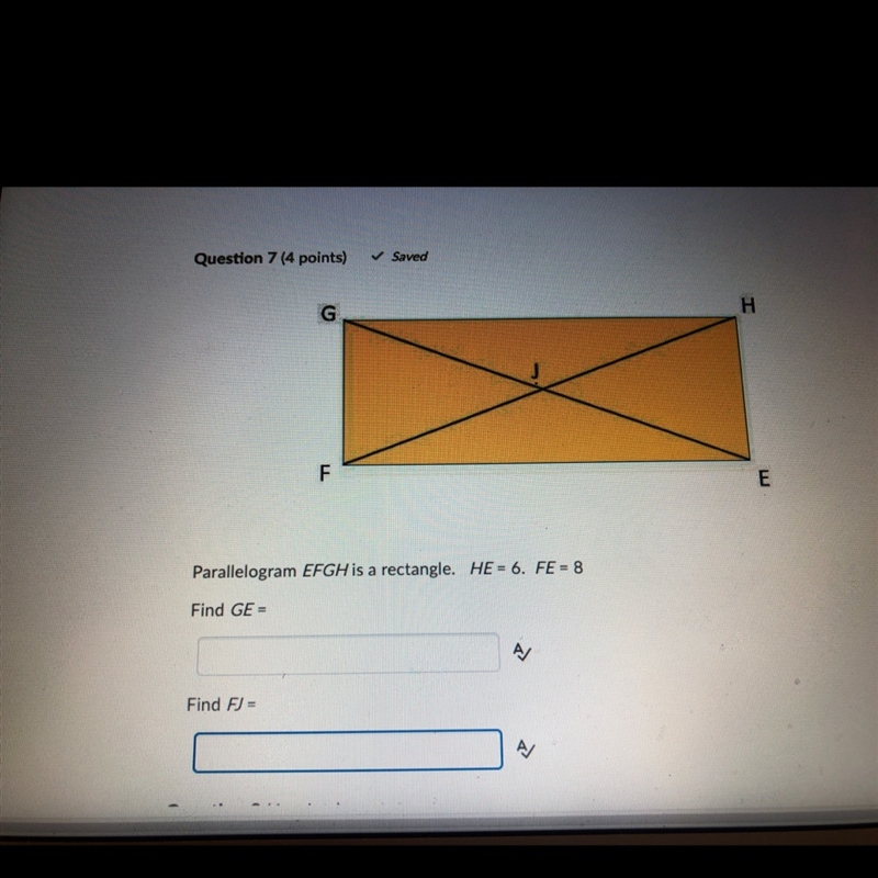 Please help i’m stuck!! FIND GE AND FJ HE = 6 FE= 8-example-1