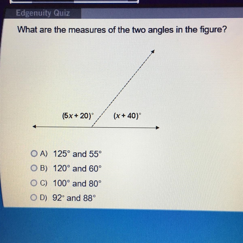 What are the measures of the two angles in the figure?-example-1