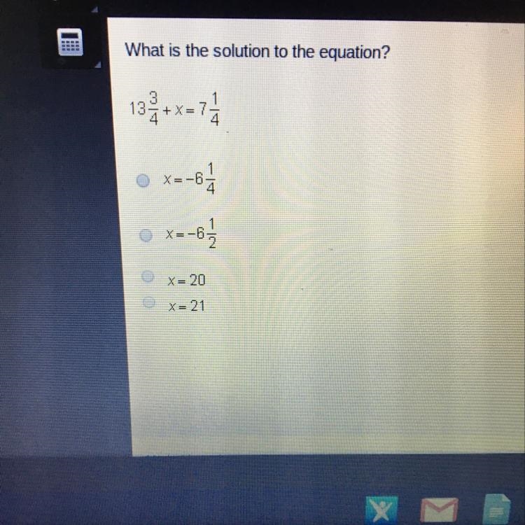 What is the solution to the equation 133/4+x=71/4-example-1