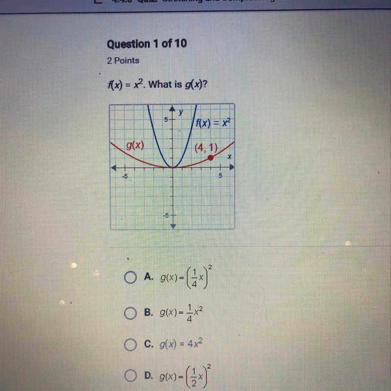 F(x)=x^2. what is g(x)?-example-1