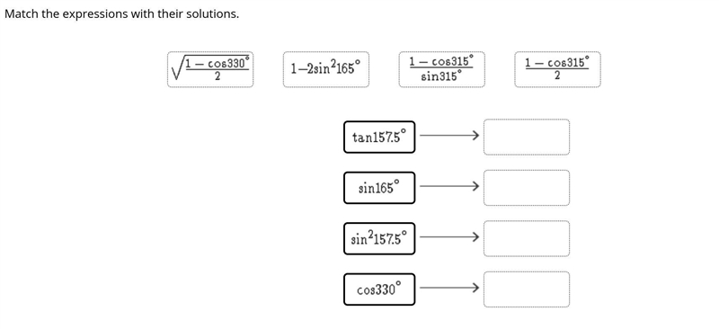 HELP <3 Match the expressions with their solutions.-example-1