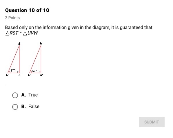 Based only on the information given in the diagram it is guaranteed that RST UVW-example-1