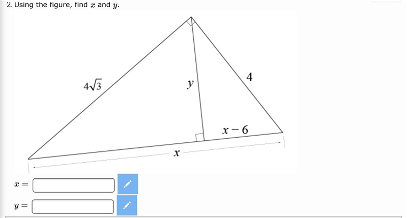 Using the figure, find x and y-example-1