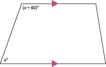 Find the value of x. Then find the measure of each labeled angle. x = 110; the labeled-example-1