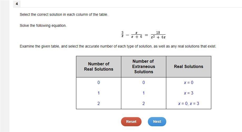 Select the correct solution in each column of the table. Solve the following equation-example-1