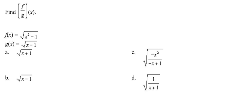 Find (f/g)(x) A B C D-example-1