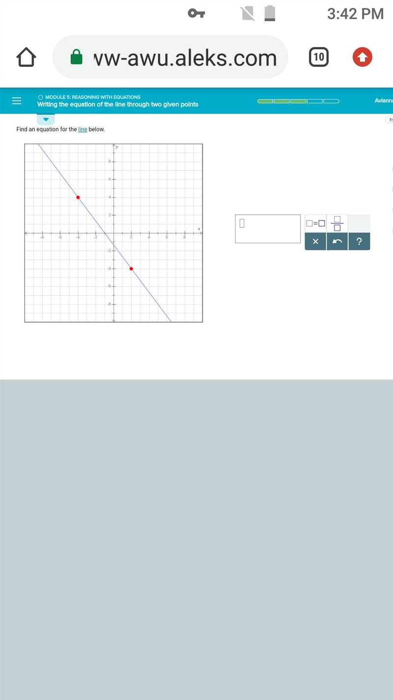 Find the equation for the line below-example-1